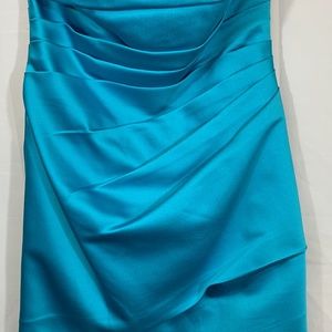 David’s Bridal Bridesmaid dress pleated aqua